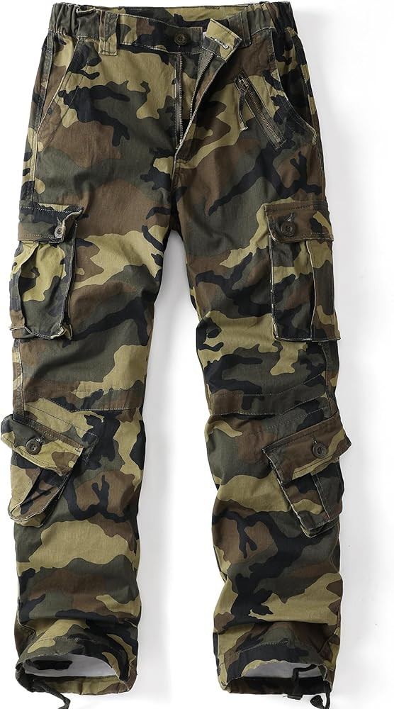 AKHlKING Women's Cargo Pants Work Camo Cotton Casual Combat Wild Outdoor Ripstop Trousers with 8 ... | Amazon (US)