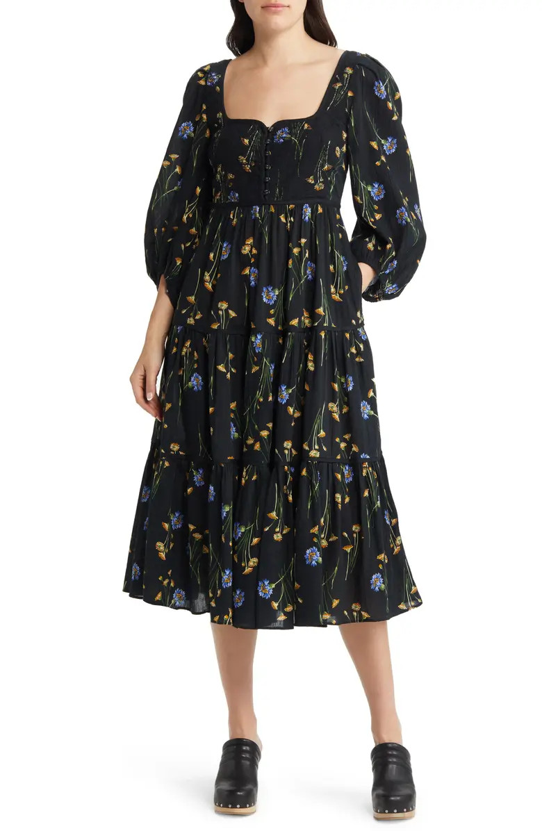 Xiomara Floral Print Long Sleeve Cotton Dress | Nordstrom
