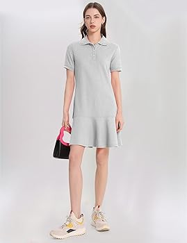 Kissonic Women's Polo Dress Short Sleeve V Neck Ruffle Hem Casual Summer Golf Tennis Mini Shirt D... | Amazon (US)