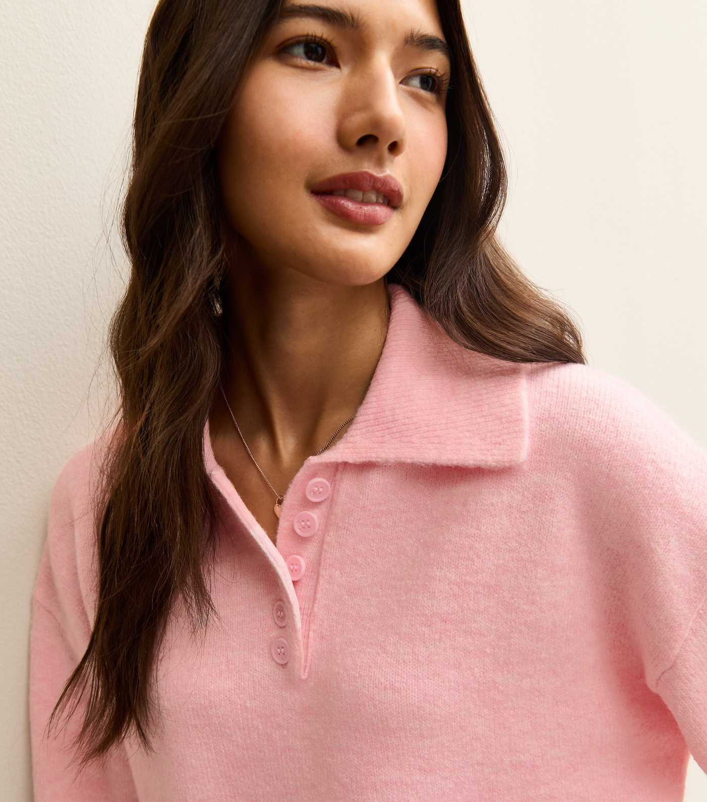 Light Pink Brushed Knit Longline Polo Shirt | New Look | New Look (UK)
