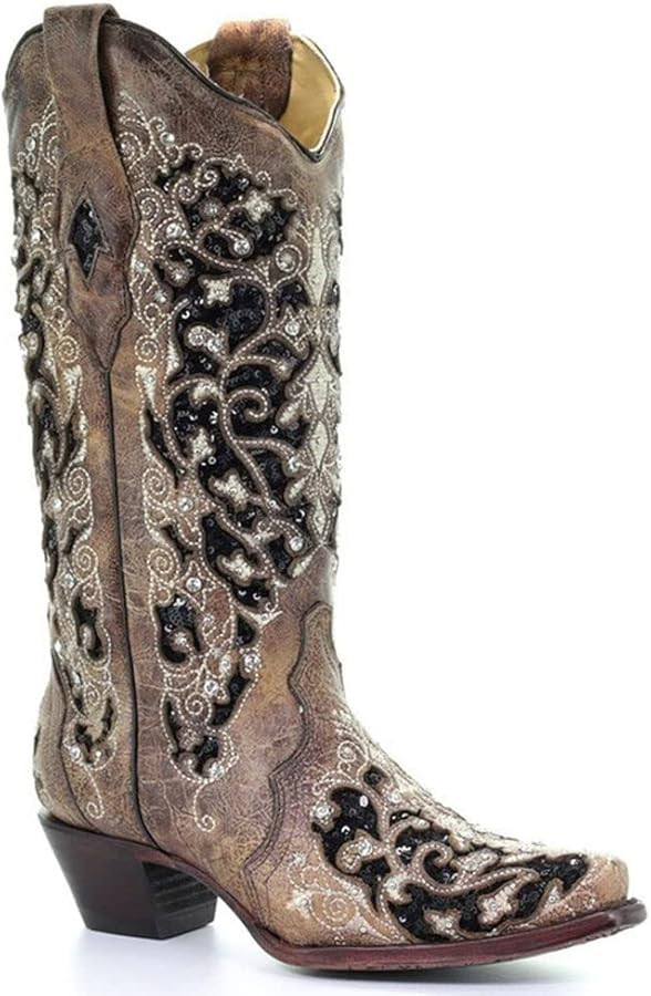 Cowboy Boots for Women Cowgirl Boots Western Boots Chunky Heel Pointed Toe Pull On Rhinestones Em... | Amazon (US)