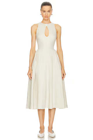 LPA Seina Midi Dress in Natural Linen from Revolve.com | Revolve Clothing (Global)