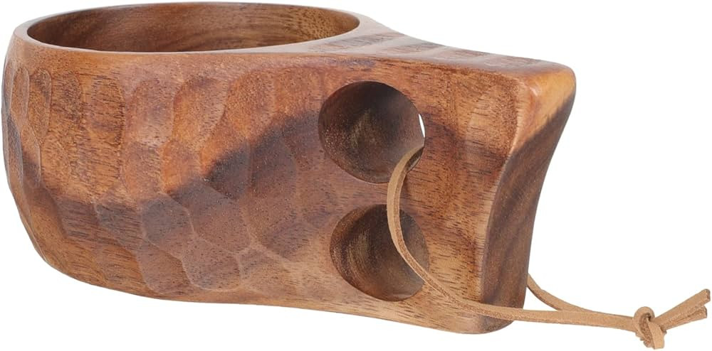 LIFKOME Spoon Rest Wooden Kuksa Cup Water Mug with Leather Lanyard Handmade Natural Drinking Cup ... | Amazon (US)