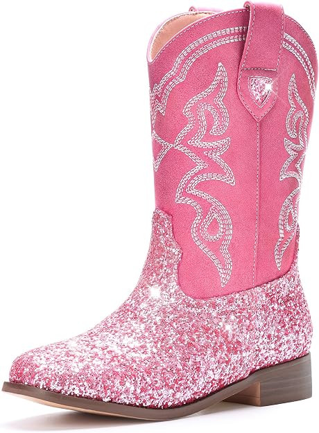 Cowboy Boots for Girls and Boys - Western Cowgirl Boots Unisex Mid Calf Riding Shoes for Toddler ... | Amazon (US)
