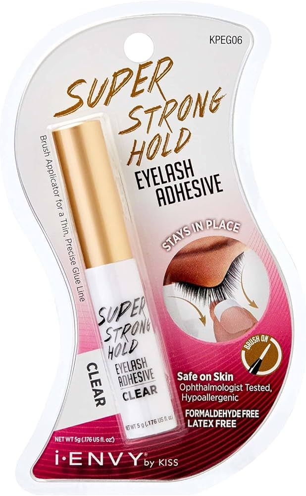 i-Envy by KISS Super Strong Hold Eyelash Adhesive, Waterproof Long-Lasting Strip Lash Glue, Natur... | Amazon (US)