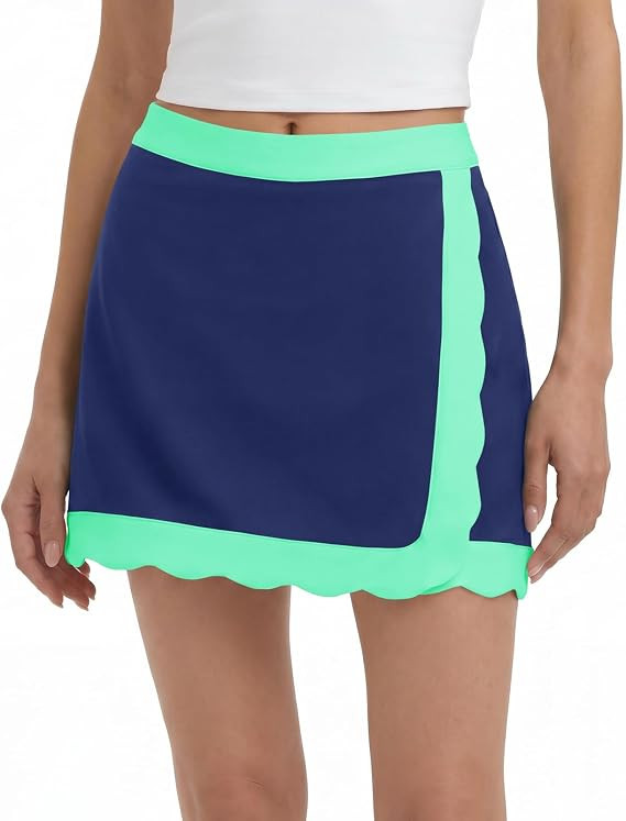 Fisoew Womens Tennis Skirts with Shorts Scalloped Hem Wrap Golf Skorts High Waisted Athletic Runn... | Amazon (US)