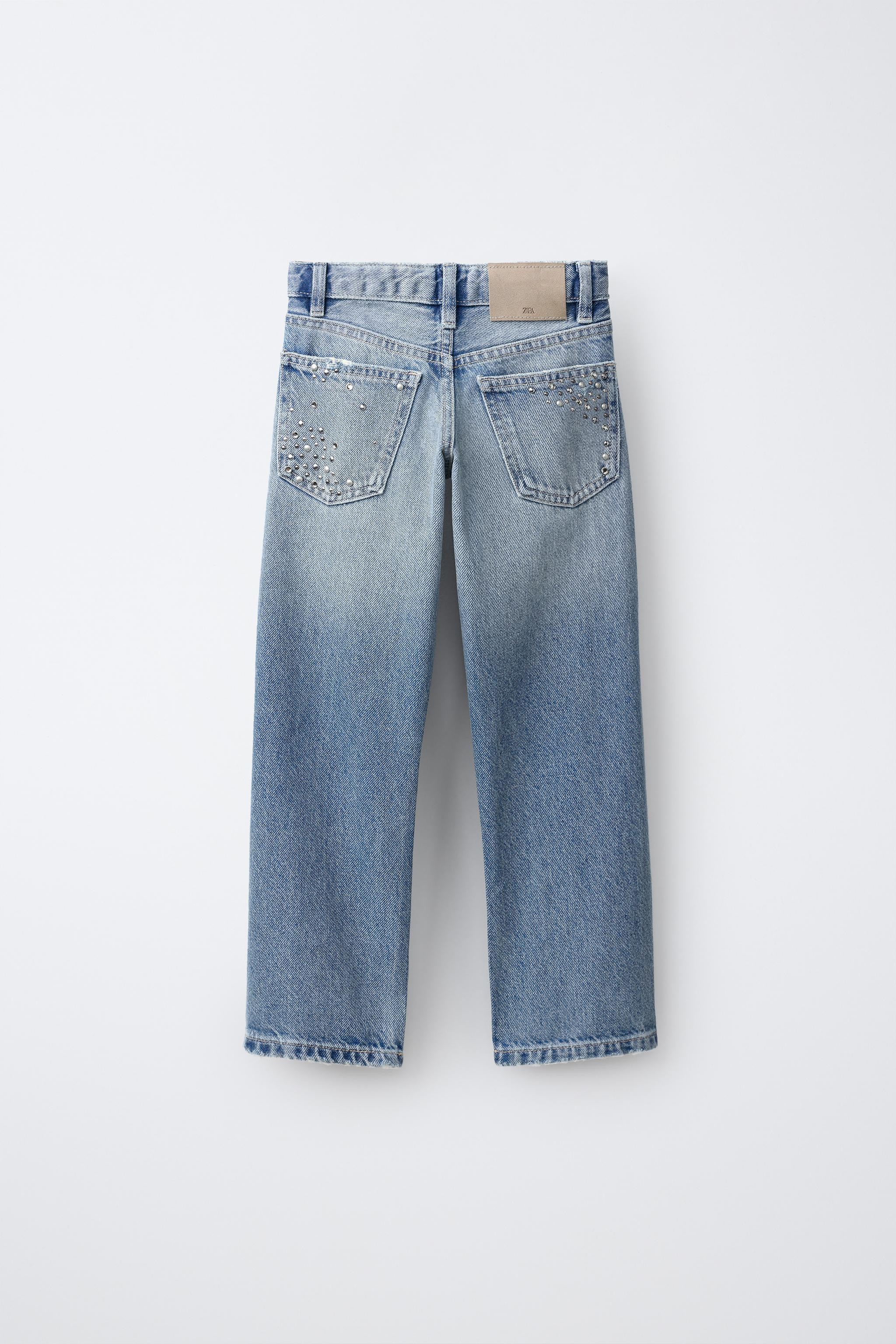 DISTRESSED STUDDED STRAIGHT JEANS | Zara US