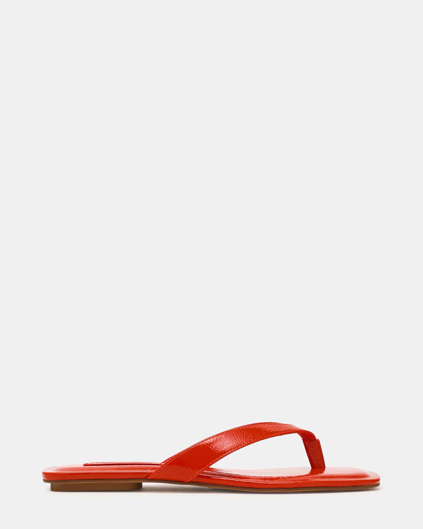 TRELLA Red Orange Patent Square-Toe Thong Women's Sandal | Steve Madden (US)