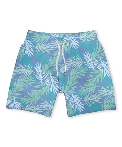 Millie & Maxx Periwinkle Tropical Leaf Swim Trunks - Toddler | Zulily