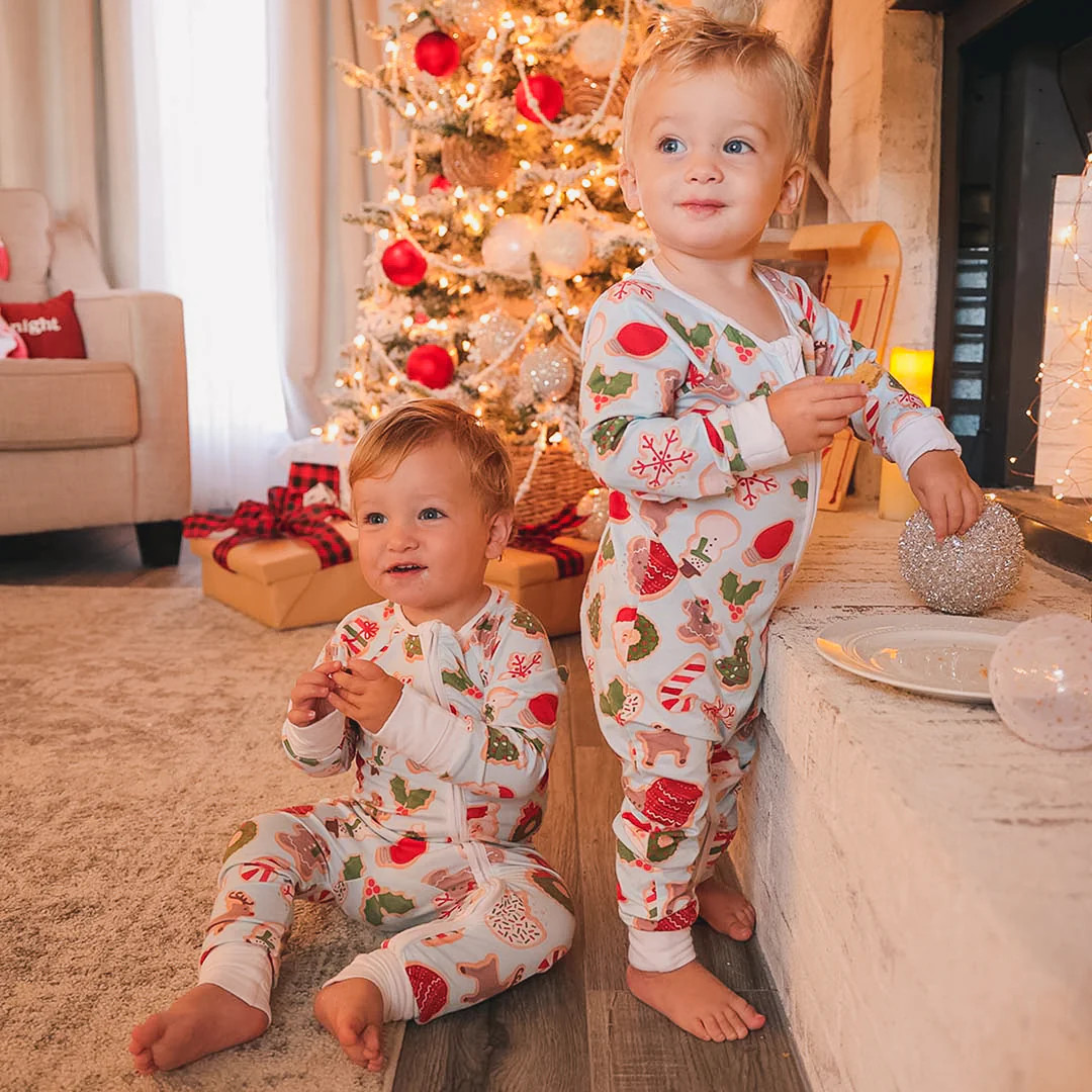 Cookies For Santa Convertible Zip Romper | Blue | Caden Lane