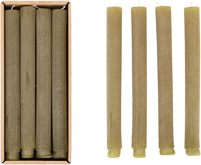 Creative Co-Op Unscented Pleated Taper Candles in Box, Set of 12 | Amazon (US)