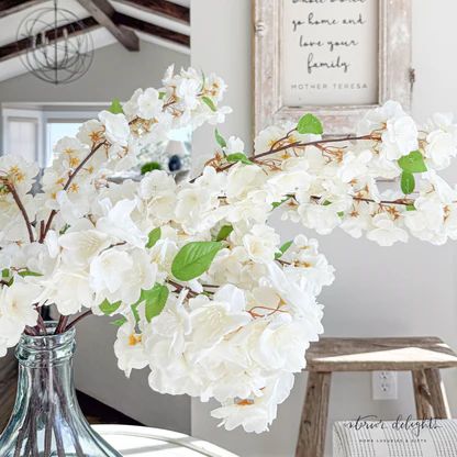 Cherry Blossom Spray- 44in- Single Stem, Set of 3, or Set of 6 | Interior Delights