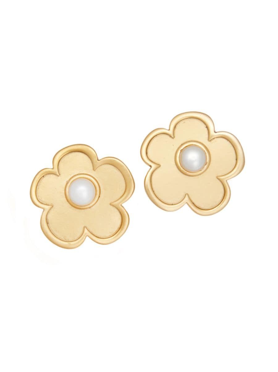 Blossom 24K Antique Goldplated Pearl Flower Earrings | Saks Fifth Avenue