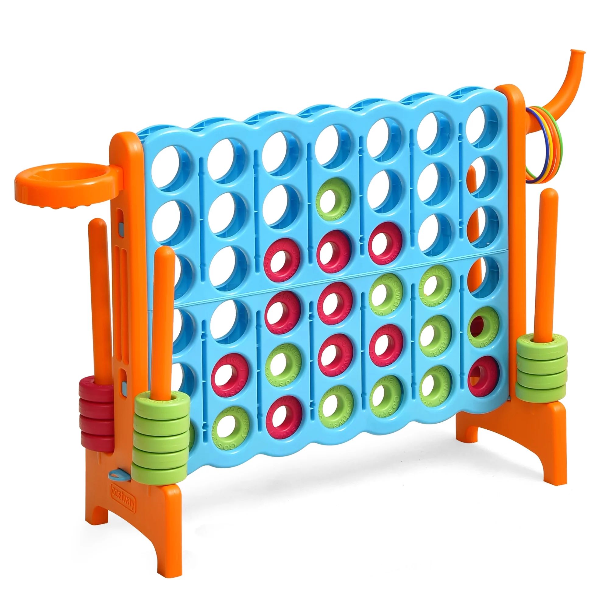 Costway 4-in-A Row Giant Game Set w/Basketball Hoop for Family Orange | Walmart (US)