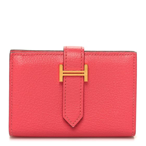 HERMES Chevre Mysore Mini Bearn Wallet Rose Lipstick | FASHIONPHILE | FASHIONPHILE (US)