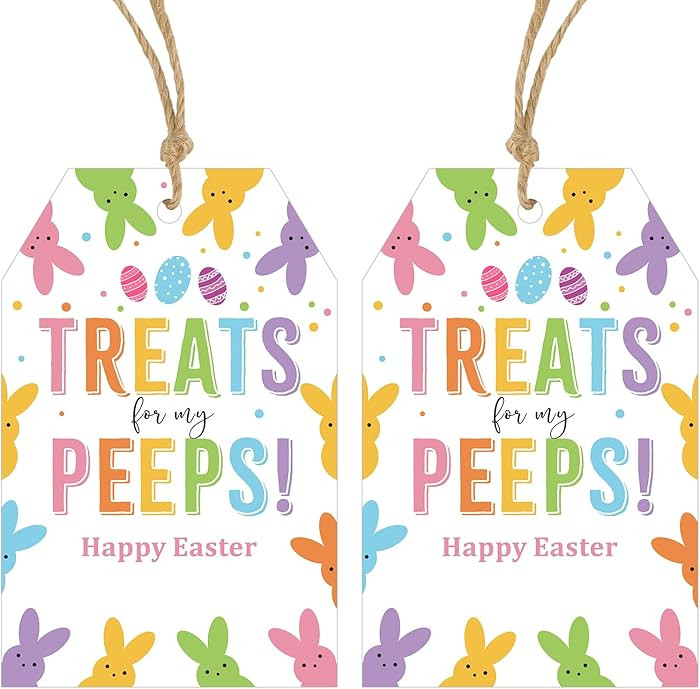 Anwyll Easter Gift Tags - 50Pcs Happy Easter Tags with String Easters Egg Bunny Tag Personalized ... | Amazon (US)