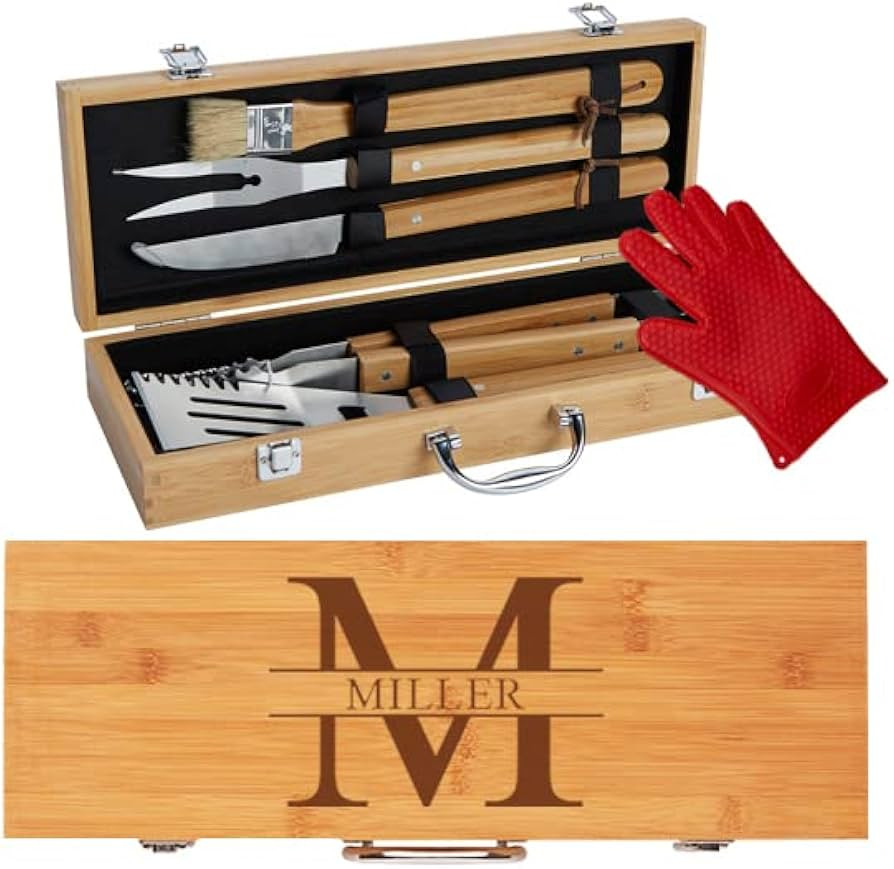 Personalized BBQ Set, Grill Set for Men, Custom BBQ Set, Gift for Dad Husband, Engraved BBQ Grill... | Amazon (US)