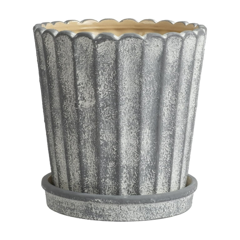 My Texas House 8 inch Shell Gray Ceramic Planter Pot | Walmart (US)
