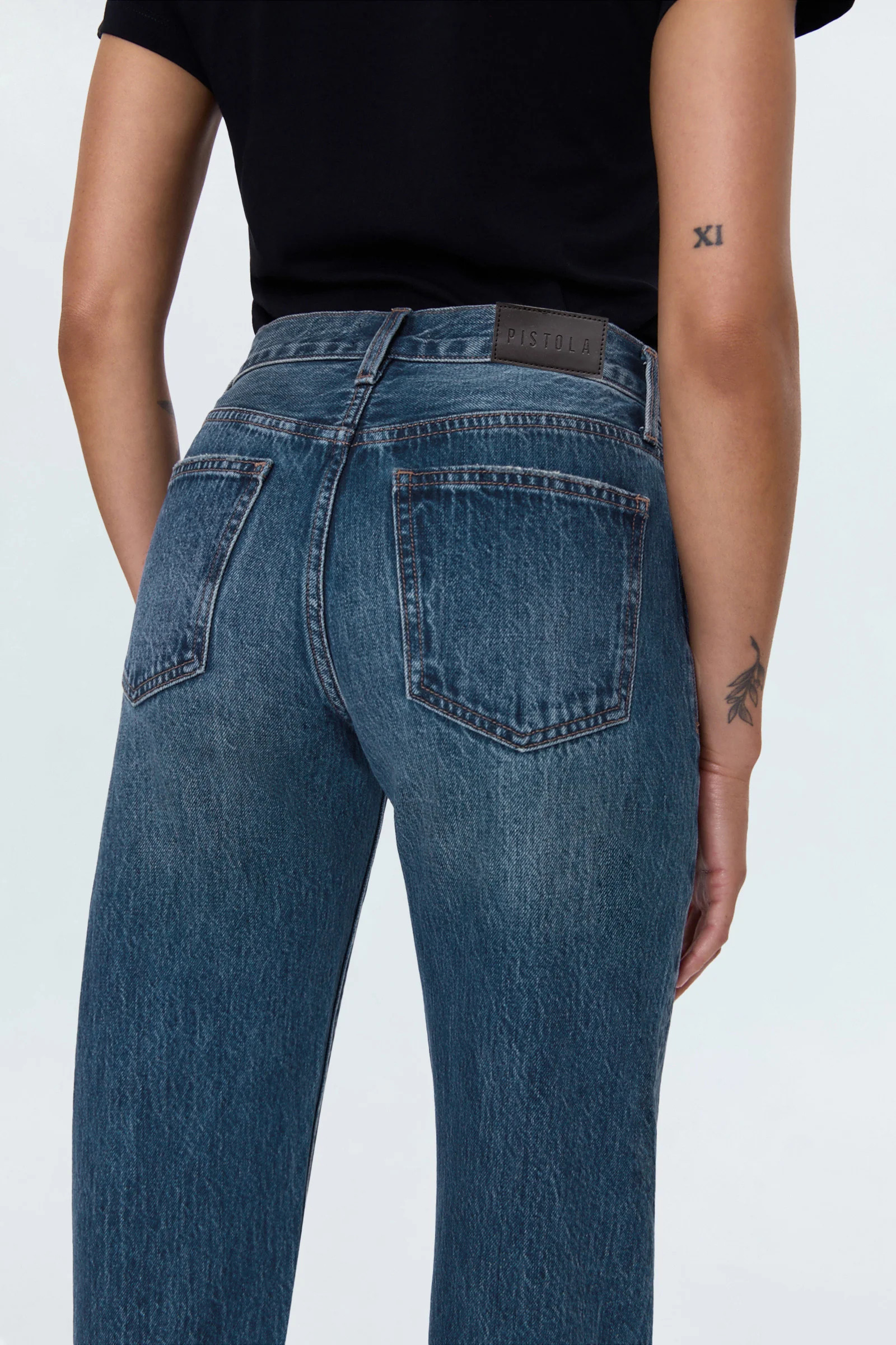 PETITE Lexi Mid Rise Bowed Straight Jean - Artisan | Pistola Denim