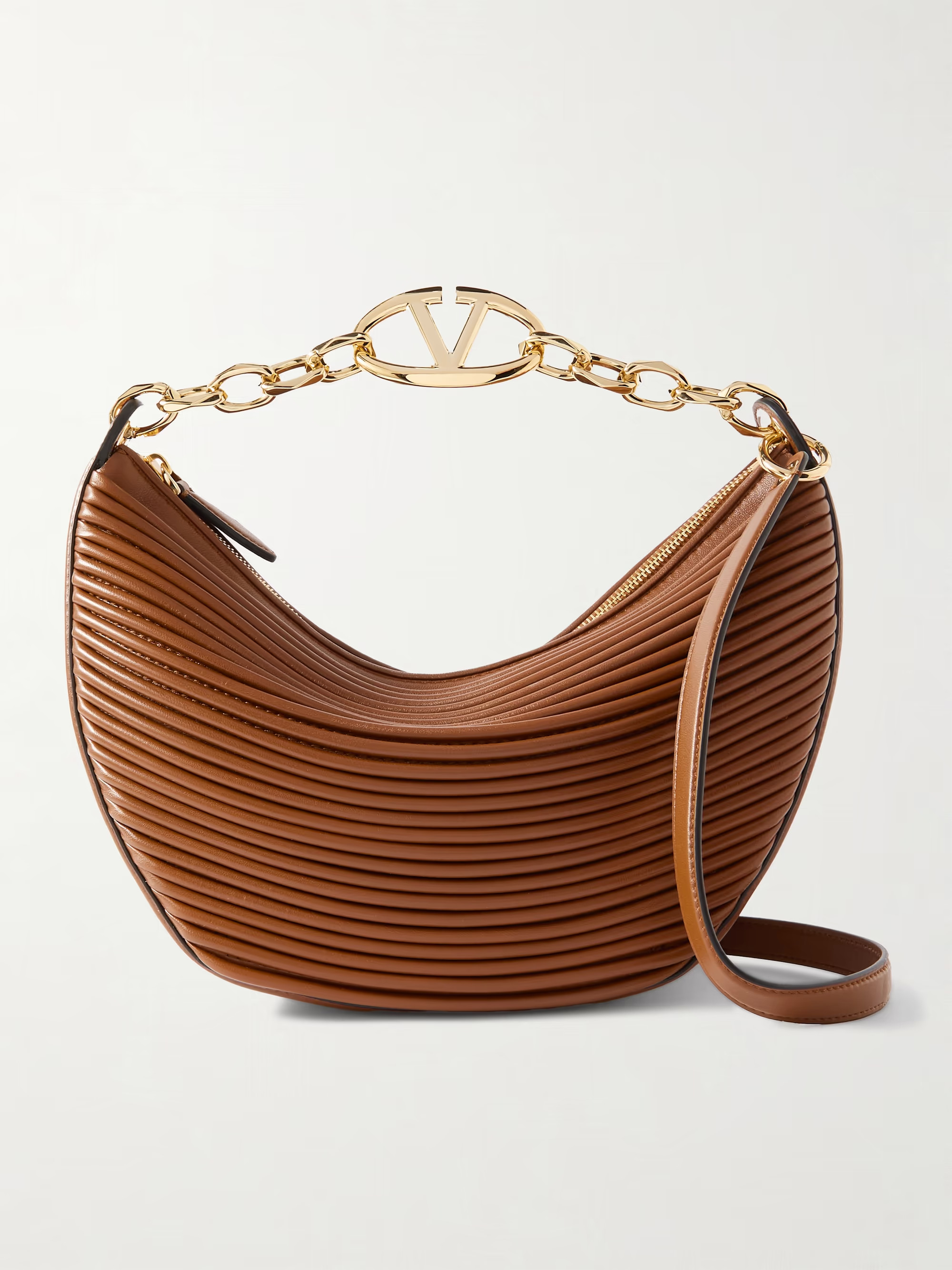 VALENTINO GARAVANIVLOGO Moon small pleated leather shoulder bag | NET-A-PORTER (UK & EU)