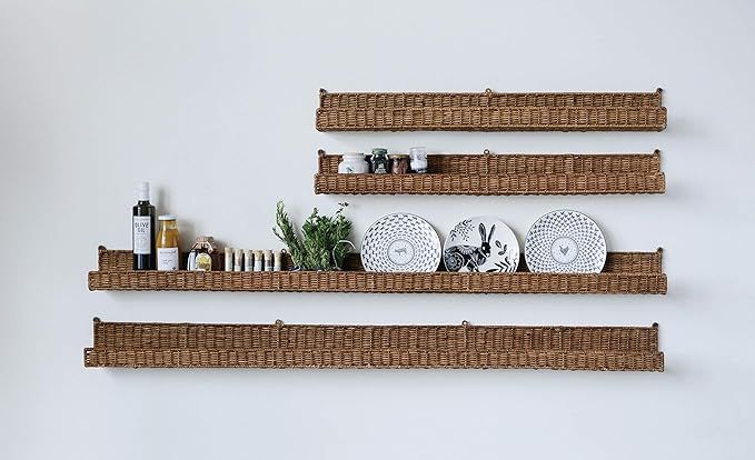 Creative Co-Op Handwoven Rattan Wall Shelf, 60 Inch x 5 Inch, Brown | Amazon (US)