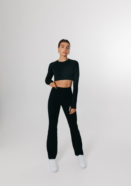 SKINLUXE HIGH WAISTED FLARED LEGGING - SHADOW BLACK | TALA (UK)