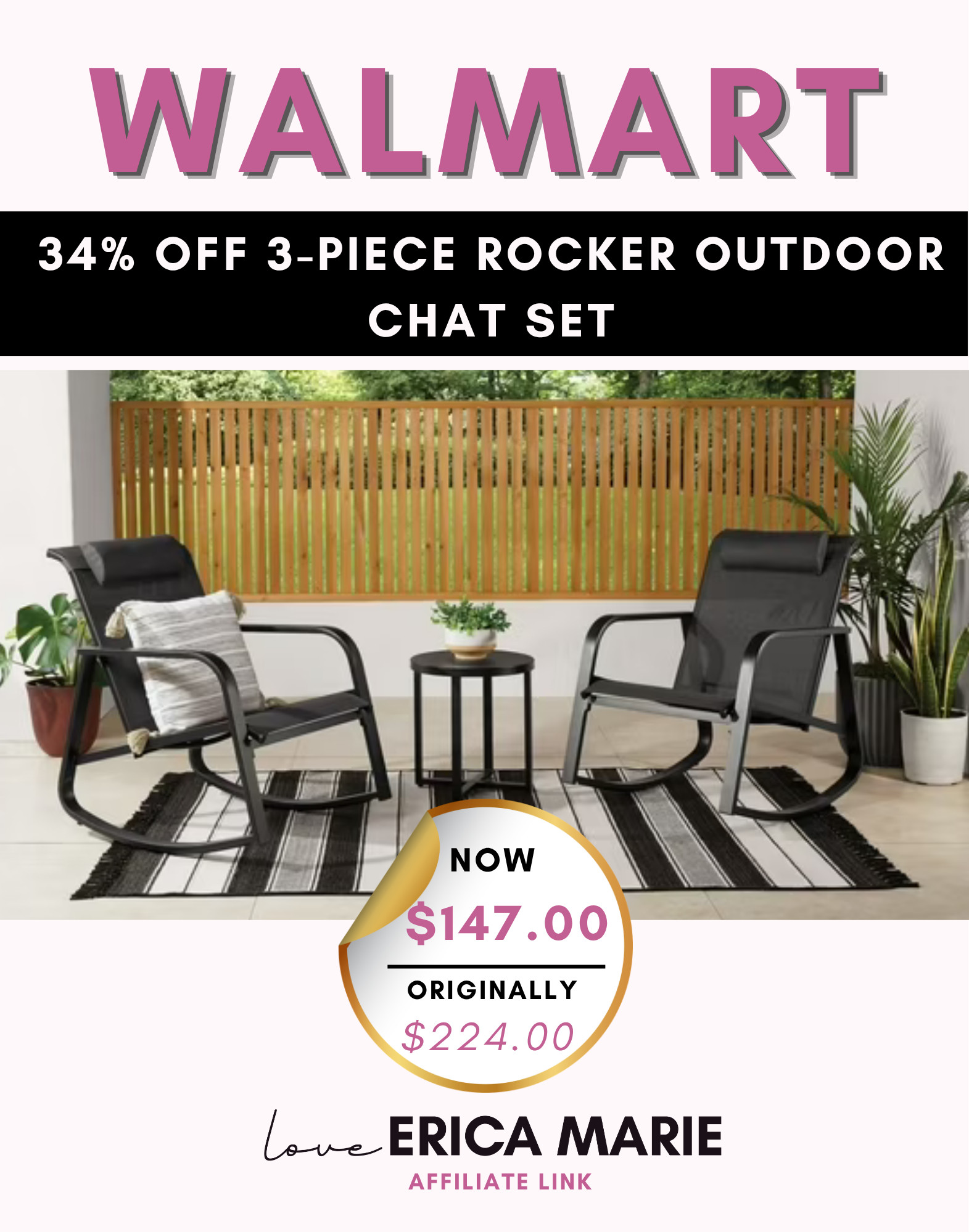 Perfect for your balcony, porch, or patio, this 3-piece outdoor rocking chair set is now on sale for 34% off! 
 

 #LTKSaleAlert