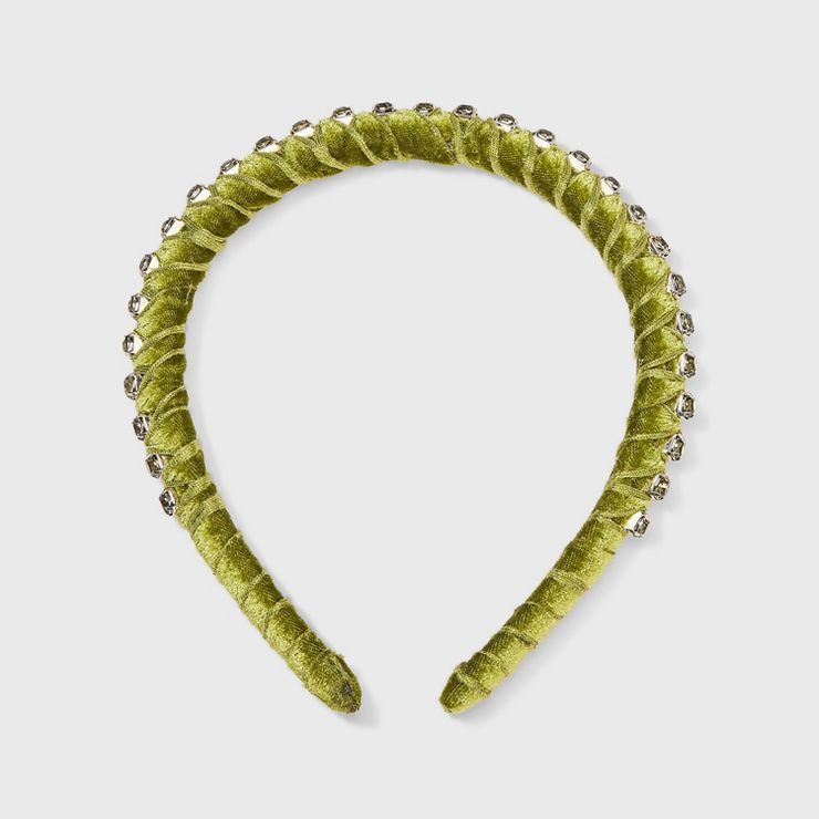 Velvet and Rhinestone Wrapped Headband - A New Day&#8482; Green | Target