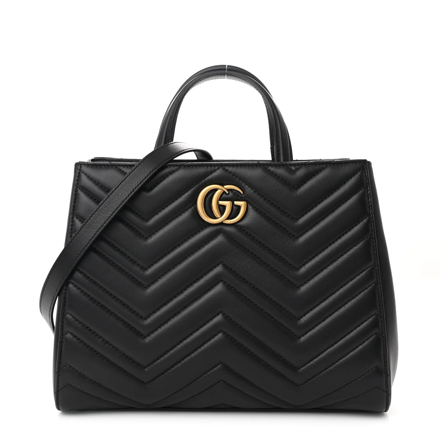 GUCCI Calfskin Matelasse Small GG Marmont Tote Black | FASHIONPHILE | FASHIONPHILE (US)