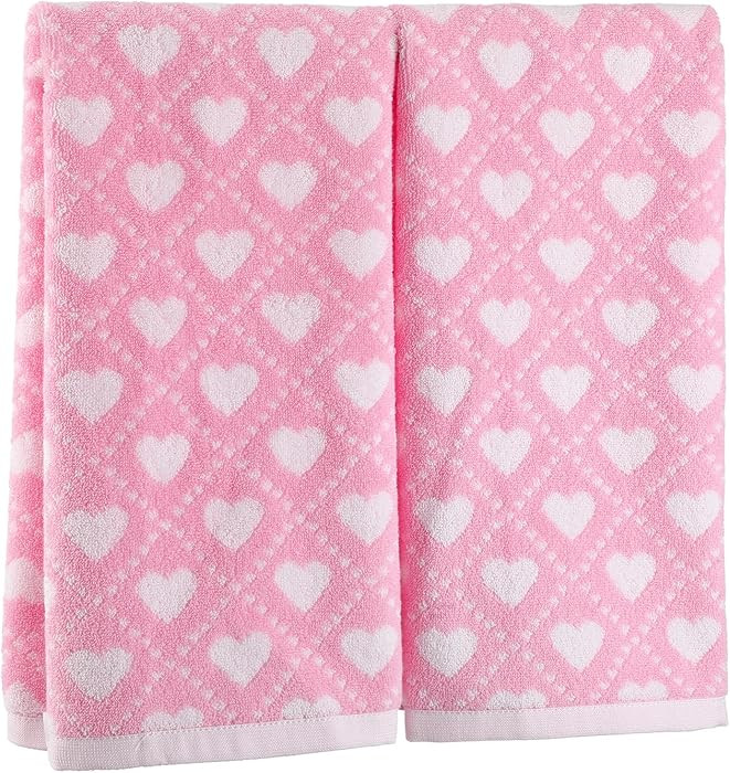 Breling 2 Pcs Valentine's Day Heart Hand Towels Pink White Cute Bathroom Towels 100% Cotton Highl... | Amazon (US)