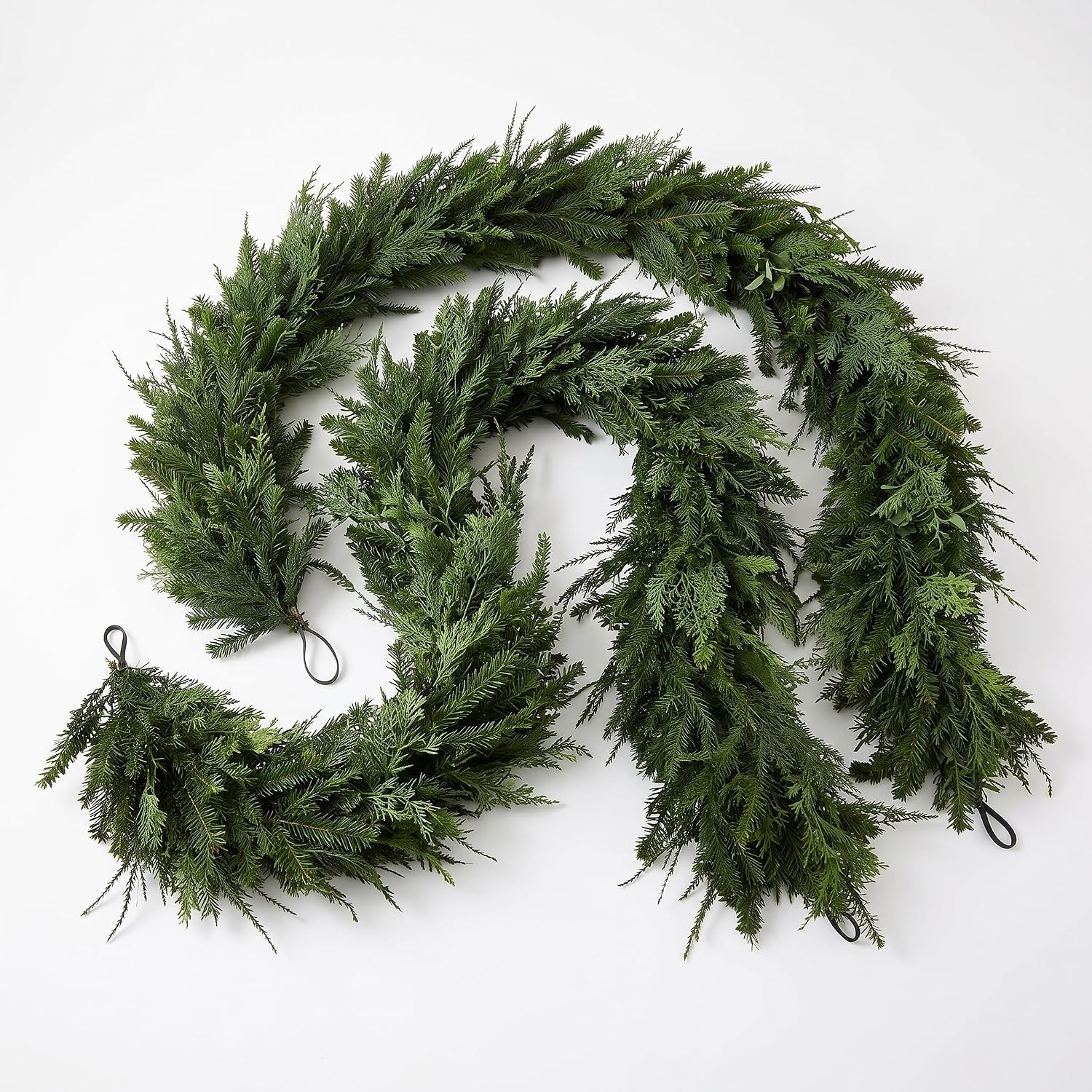 Grand Luxe Mixed Pine and Juniper Garland, Artificial Greenery with Realistic Pine Branches and Juniper Sprigs, Available in 6 Foot and 9 Foot Lengths (2, 9ft) | Amazon (US)