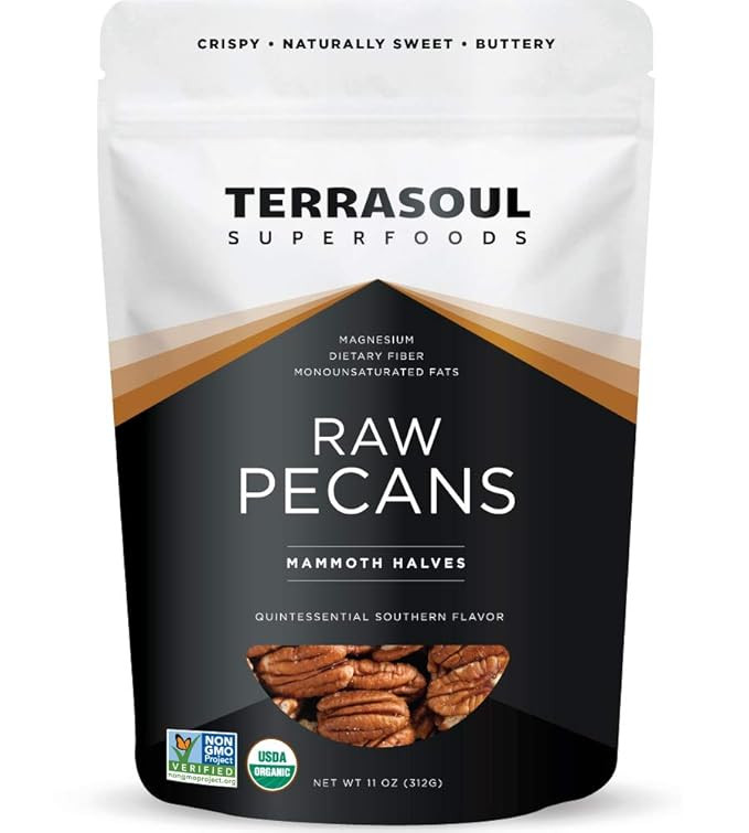 Terrasoul Superfoods Organic Pecans, 11 Oz (Pack of 1) - Mammoth Halves | Fresh | Raw | Amazon (US)