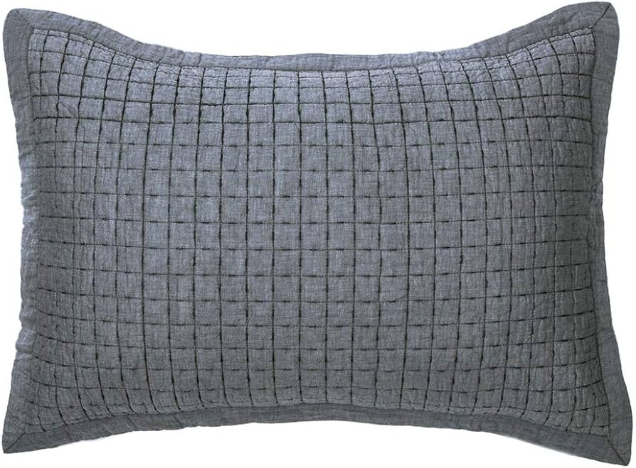 ELEGANT LIFE HOME Cotton Yarn Dyed Chambray Pillow Sham Gray Color Standard Size | Amazon (US)