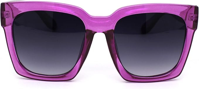 Womens Boyfriend Style XXL Oversize Horned Rim Thick Plastic Sunglasses | Amazon (US)