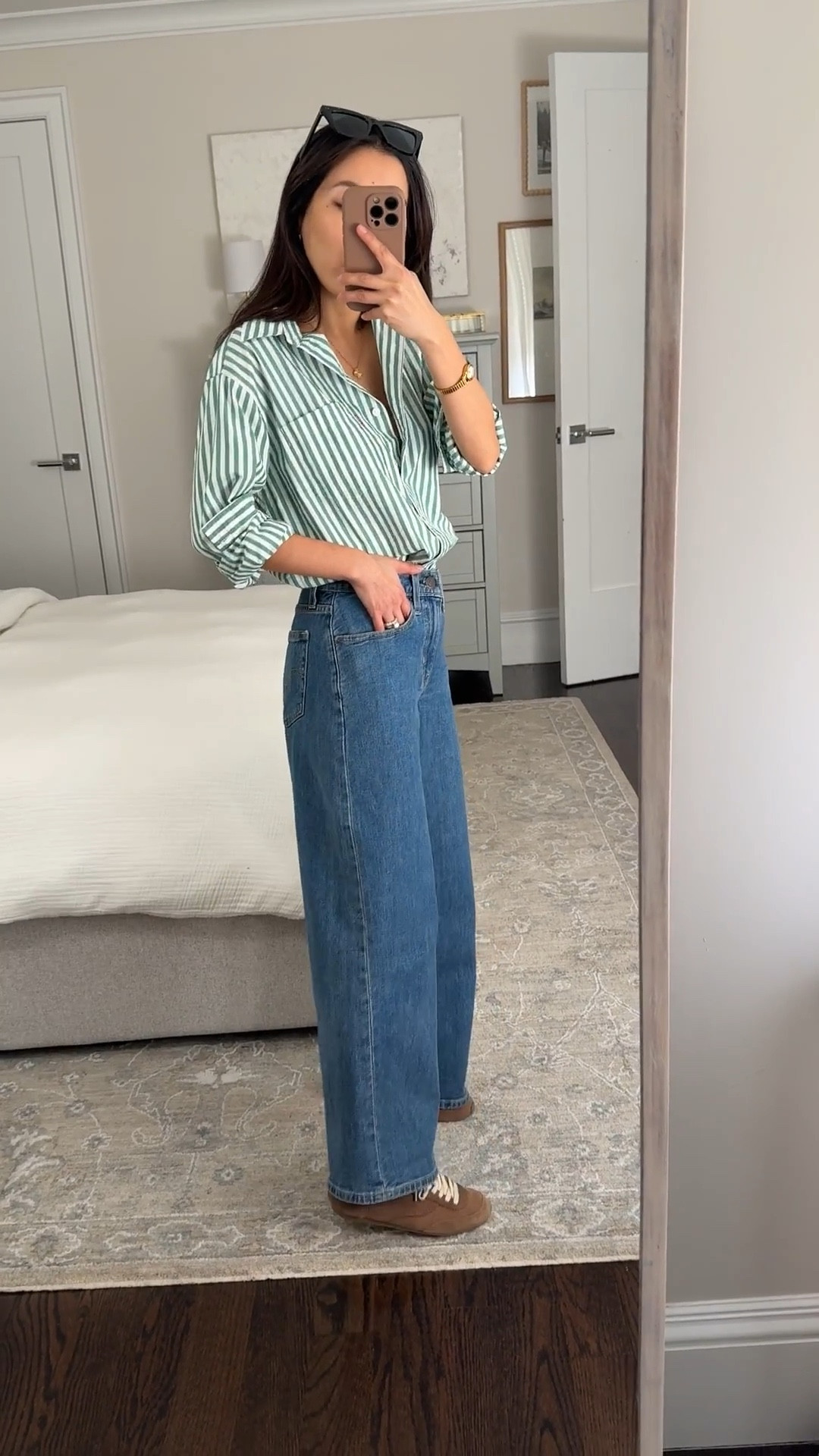 Petite friendly Levi jeans on sale!

• 728 High Rise Wide Leg Ankle Jeans size 24 waist x 27 length. Wash is “all money mid”  my pair measured around 26.5” inseam 

TTS on waist, mid high rise on me and flattering wider leg fit 

• Harlie Boyfriend Shirt 2XS, very oversized fit

• Zara sneakers old

Petite friendly jeans, casual mom outfit, transitional outfit

#LTKmomlife #LTKSaleAlert #LTKPetite