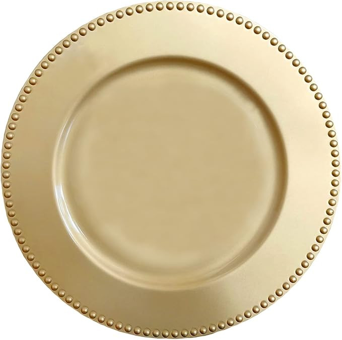 NDSWKR 6 Pack Bead Charger Plates, 13 Inch Gold Charger Plates, Plastic Decoration Charger for Di... | Amazon (US)