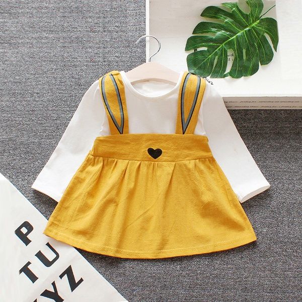 Baby and Toddler Girl's Lovely Rabbit Design Long-sleeve Dress | PatPat
