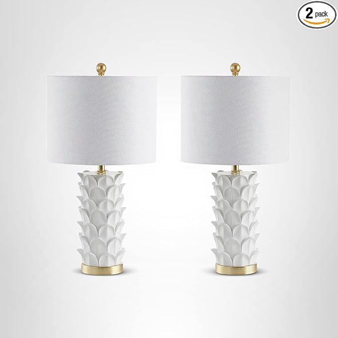 SAFAVIEH Lighting Collection Nico White/ Gold Leaf 25-inch Bedroom Living Room Home Office Desk N... | Amazon (US)