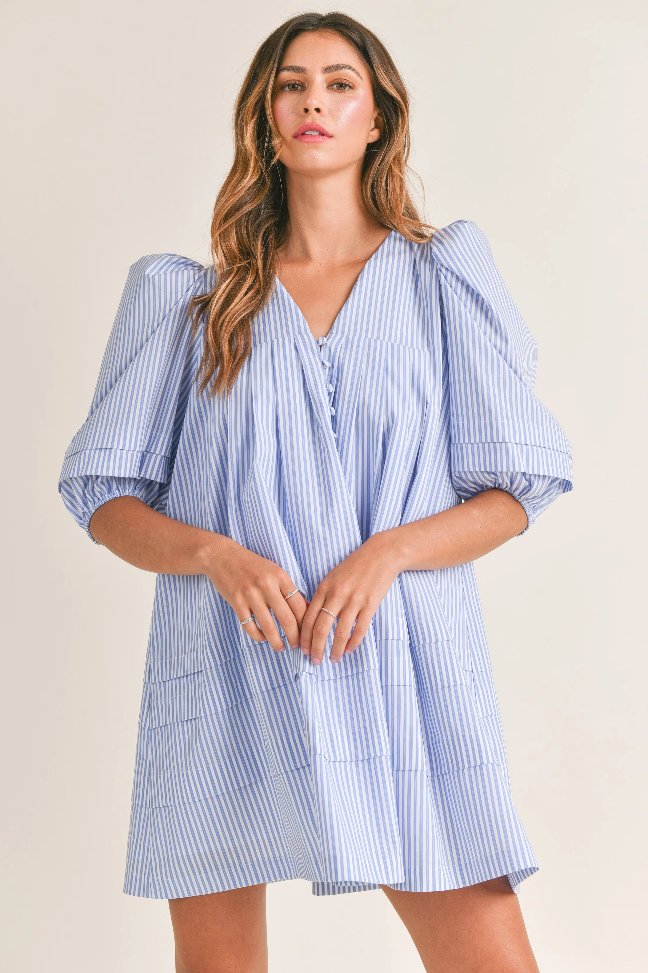 Yaya Dress - Blue Stripe | Shop BIRDIE