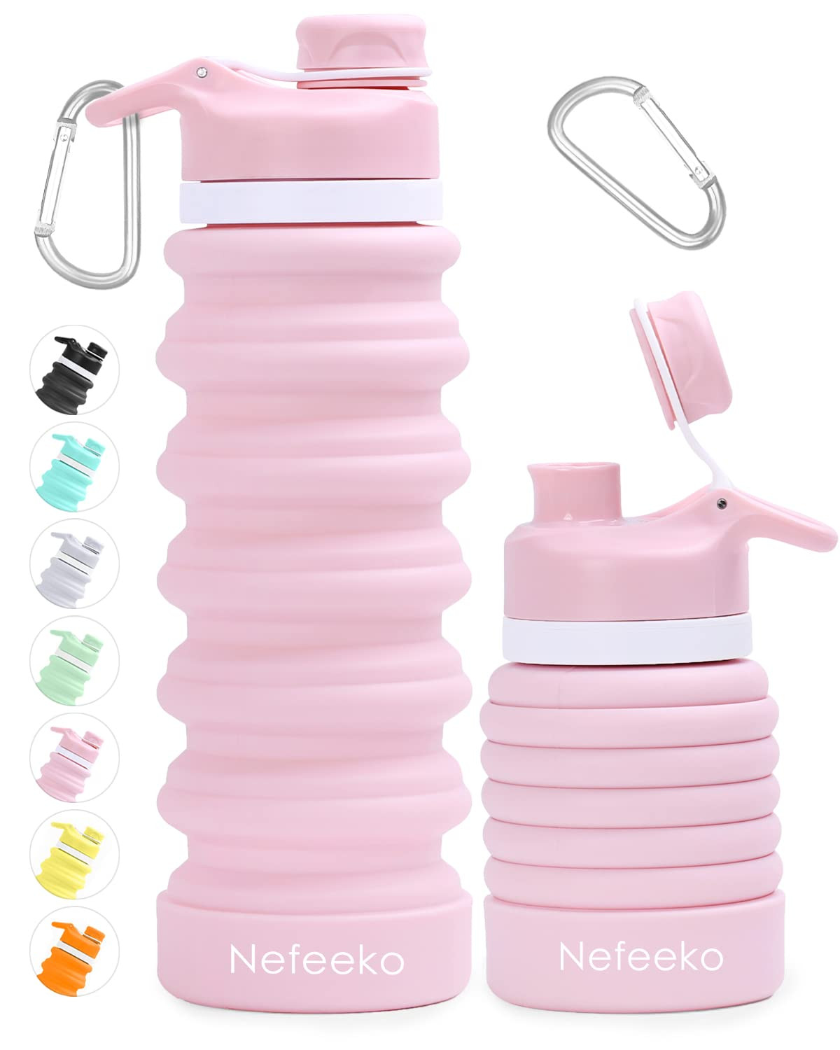 Nefeeko Collapsible Water Bottle, 26oz Silicone Foldable Water Bottles Leakproof BPA Free Travel ... | Amazon (US)