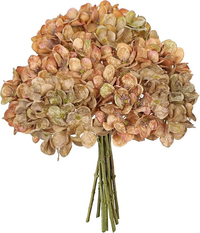 Villa Como 9 Pcs Brown Fall Hydrangea Artificial Flowers for Decoration | 12.5" Fall Floral Stems... | Amazon (US)