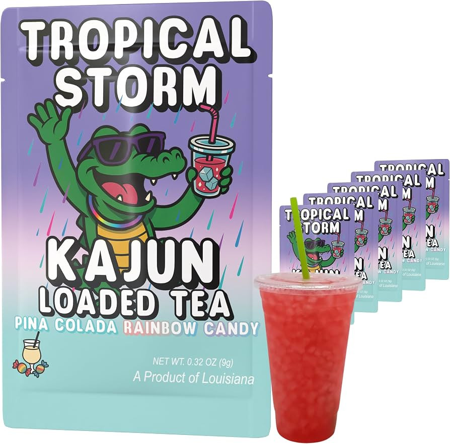 Kajun Loaded Tea Packets \u2013 Tropical Storm | Pina Colada & Rainbow Candy Flavor | Sugar Free ... | Amazon (US)