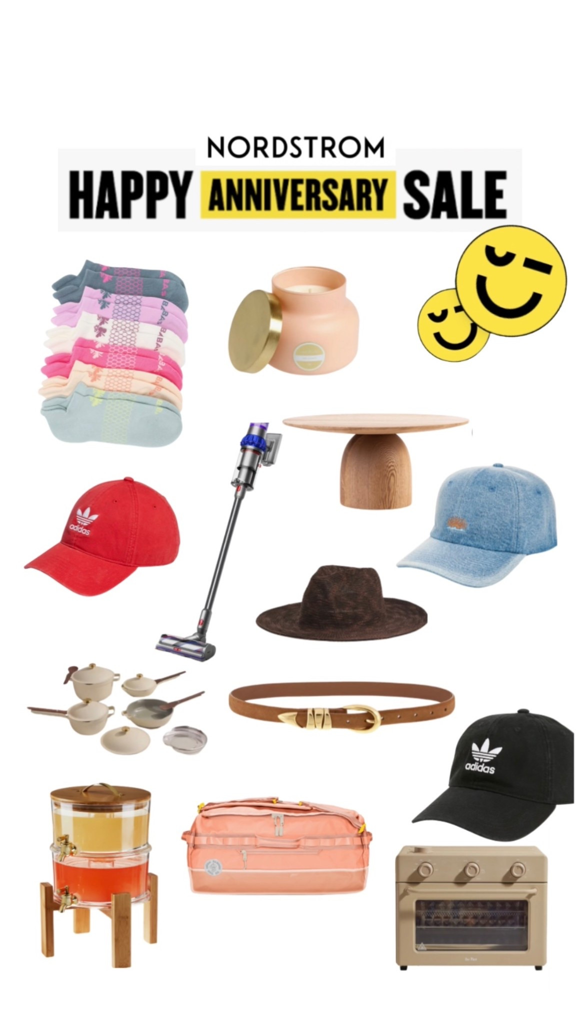 Nordstrom anniversary sale home and accessories. Hats, wood modern cake stand, capri blue candle, bomba socks, adidas ball cap, Dyson vacuum, our place cookware. Pot and pans set. Oven. 

#LTKSaleAlert #LTKFindsUnder100 #LTKHome