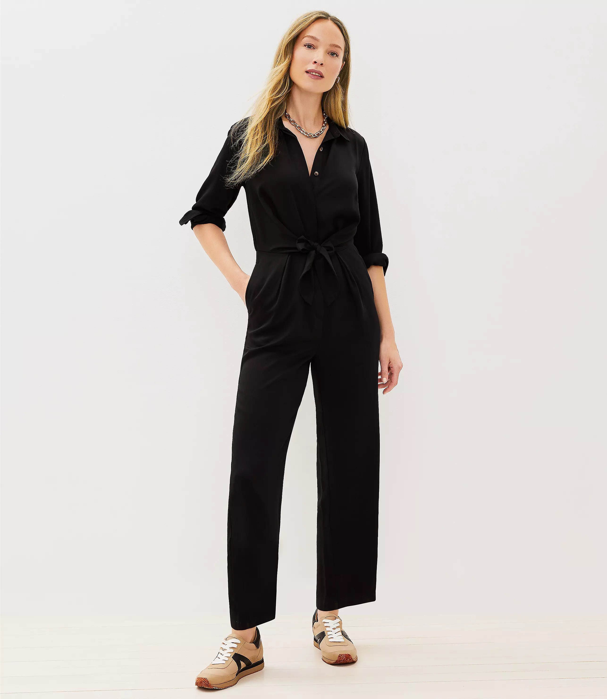 Emory Tie Front Jumpsuit | LOFT