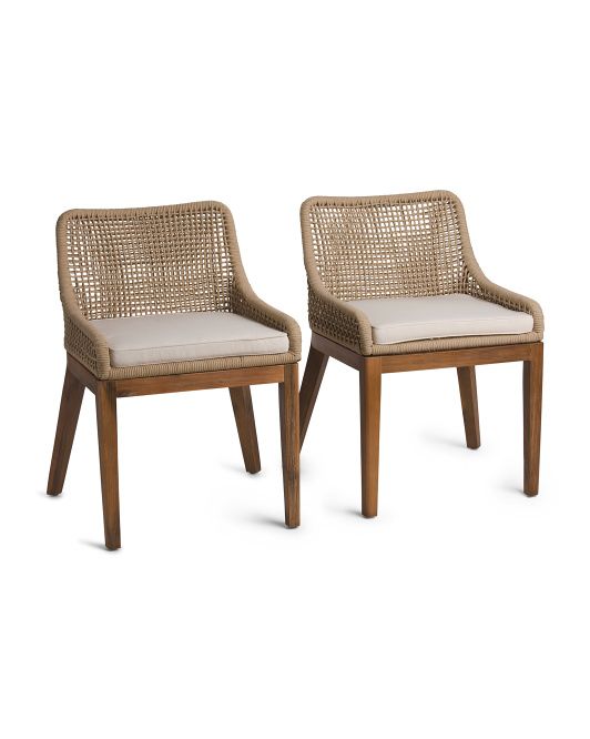 Set Of 2 Indoor Outdoor Rope Weave Dining Chairs | TJ Maxx