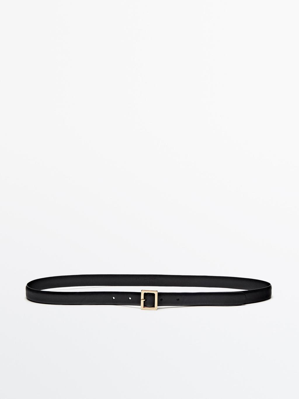 Leather belt with vertical buckle | Massimo Dutti US