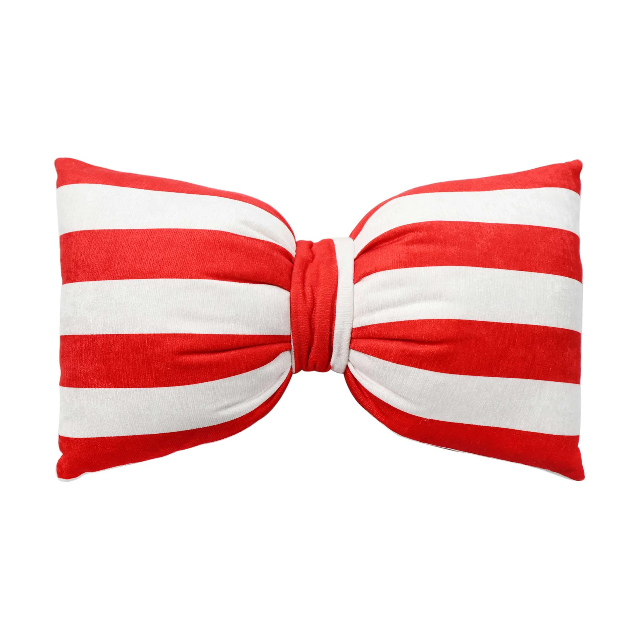 13" x 8.5" Stripe Bow Christmas Decorative Pillow, Red and White, by Holiday Time | Walmart (US)