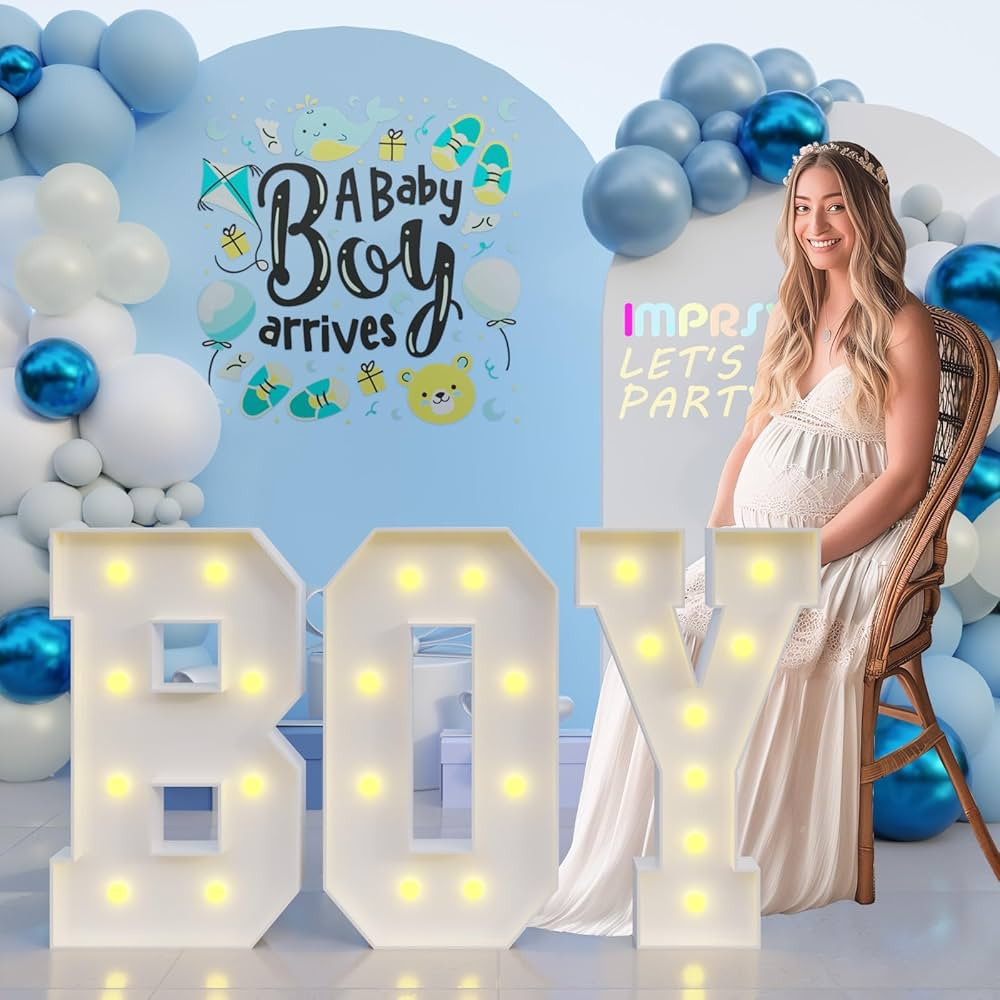 Baby Shower Decorations Boys: 2.3FT Marquee Light Up Letters for Baby Shower, Large Letters for G... | Amazon (US)