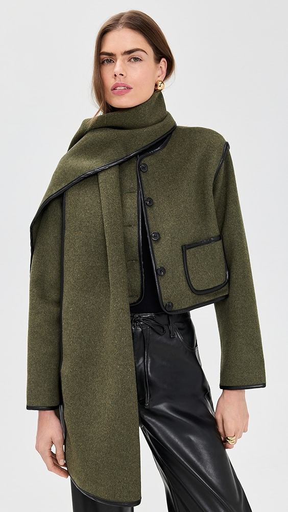 Faux Leather Trim Button Down Jacket | Shopbop