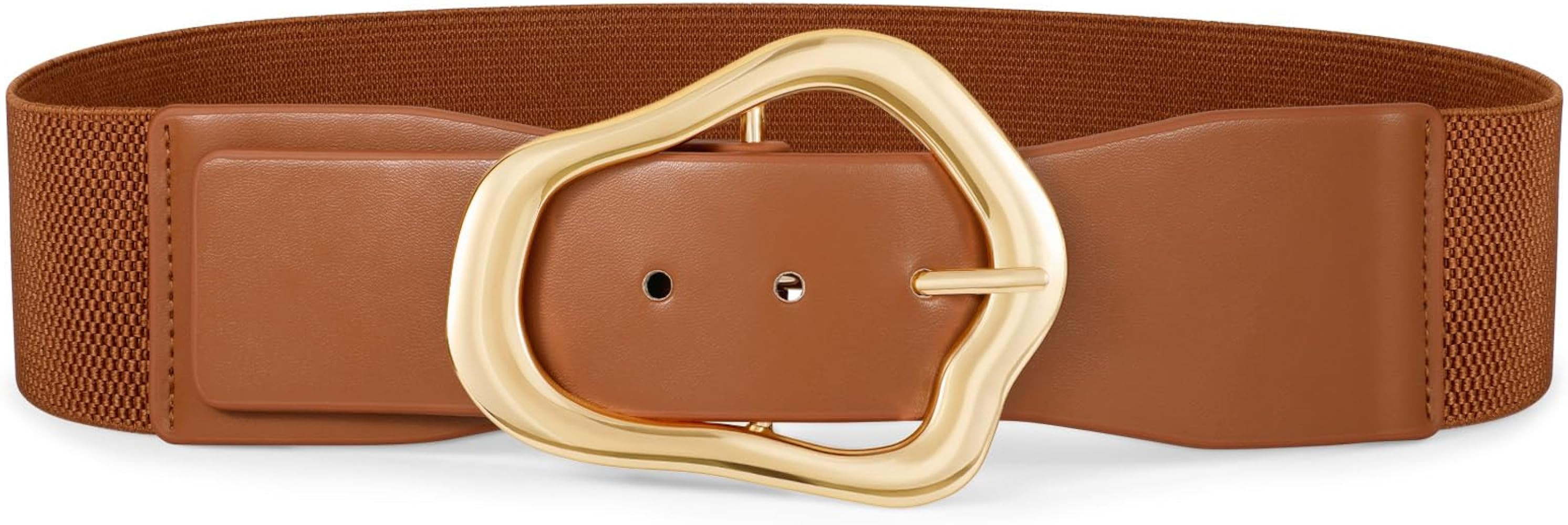 XZQTIVE Women Wide Elastic Waist Belt for Dresses Fashion Big Gold Buckle Stretchy Leather Waistb... | Amazon (US)